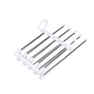 China Sustainable Hot Selling Space Saving Multifunctional Stainless Steel Trouser Racks Hanger Organization for sale