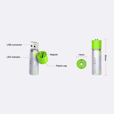 China Toys Hot Sales Rechargeable Li-ion Battery USB 14500 Battery 1.5V 1100mah for sale