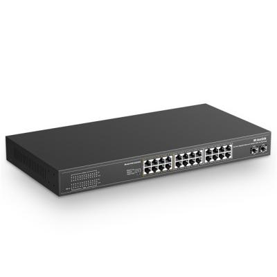 China POE MokerLink 26 Port Gigabit PoE Switch, 24 Gigabit PoE+ Ports, 2 Gigabit SFP Uplink, 300W IEEE802.3af/at, Rackmount Fanless for sale