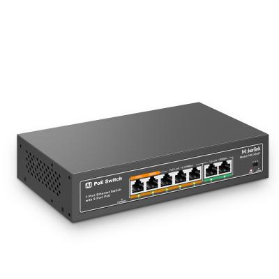 China Port PoE Switch PoE Uplink with 5 PoE+, 2 MokerLink 7 Port, 78W AI Detection, Qos, Metal Fanless Socket and Gaming Network Switch for sale