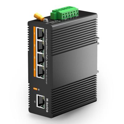 China MokerLink 5 Port Gigabit Industrial Din-Rail PoE Ethernet Switch, 60W PoE+ Power, 14Gbps Switching Capacity, IP40 Rated 14Gbps for sale