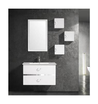 China Modern Toliet Furniture White Color PVC Bathroom Cabinet Vanity With 3 Side Small Cabinet for sale