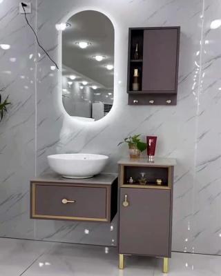 China 2021 New Modern Modern Melamine Plywood MDF Venity Bathroom Vanity Cabinets With Led Mirror Light for sale