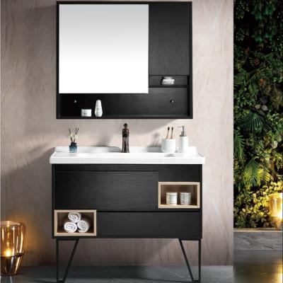 China Wholesale Modern Melamine Plywood Modern Floor Standing MDF Bathroom Mirror Vanity Cabinets for sale