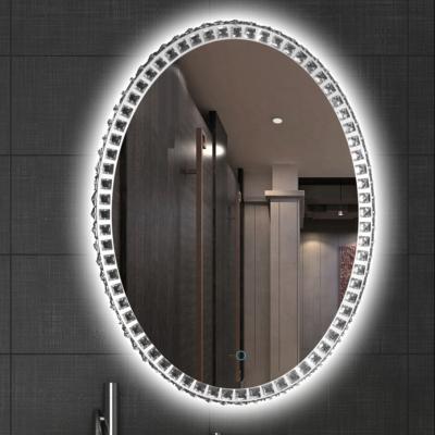 China Smart Magnifying Fogproof Backlit Oval Shape Modern Living Room Bathroom Wall Led Mirror With Led Lights For Makeup for sale