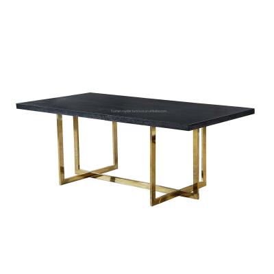 China Modern simple gold MDF gold top leg table stainless steel event furniture rectangular rush style table for sale