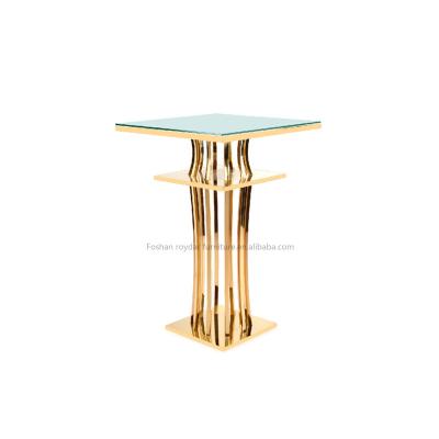 China Modern Banquet Furniture Event Rental Wedding Coffee Table Gold Stainless Steel for sale