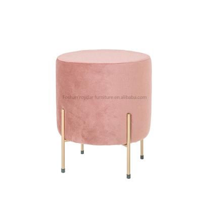 China Luxury hotselling modern style storage look velvet living room bedroom round stool pouf for sale