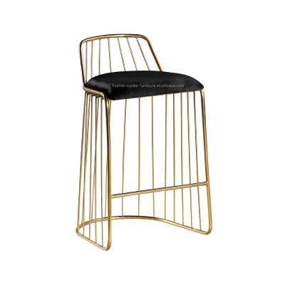 China Modern Gold Bar Stool Modern Metal Frame Wire Restaurant Stainless Steel Legs Wedding Party Dining Chair for sale