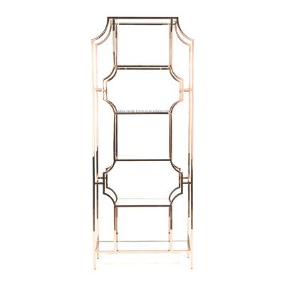 China Banquet Event Wedding Rental Style Stainless Steel Glass Wall Metal Wine Rack Luxury Base Steel for sale