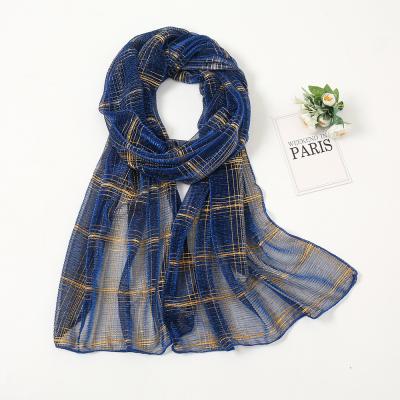 China 2021 New European American Style Zipper Gold Silk Chiffon Fashionable Thin Breathable Scarf for sale