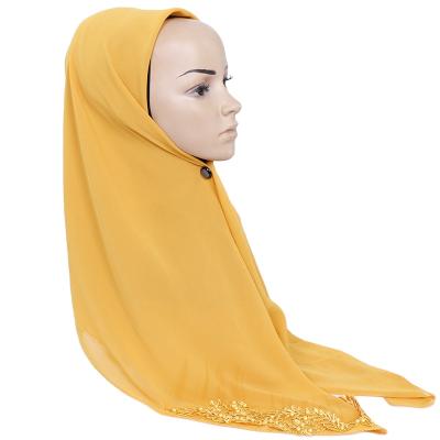 China Chiffon Hijab Embroidered Pearlescent Quality Chiffon Square Scarf, Bubble Wrap Islamic Woman for sale