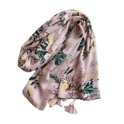 China Best Quality Autumn And Winter Women Light Color Printing Scarf Viscose Viscose for sale