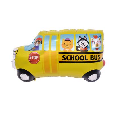 China Gift Toy Transportation School Bus Foil Balloon Bus Globo Yellow Escolar For Kids Birthday Party Decoration for sale