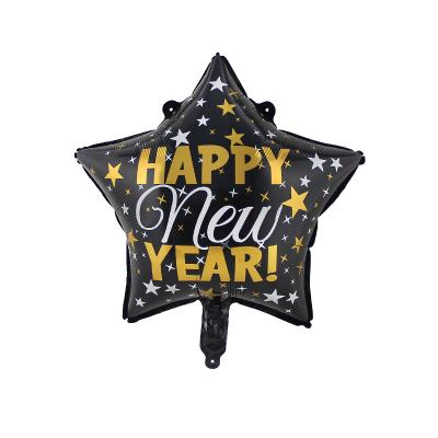 China Gift Toy Wholesale Happy New Year 18inch Star Shape Foil Balloon 18inch Printing Helium Gas Balloon Pentagram Happy New Year Espanol for sale