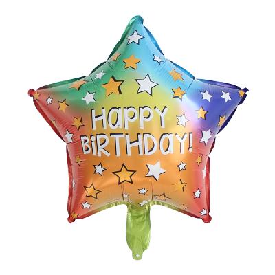 China Gift Toy New Pattern Happy Birthday Foil Balloons Gradient Color Multicolor Star Shape Stuffing Balloons globos for sale