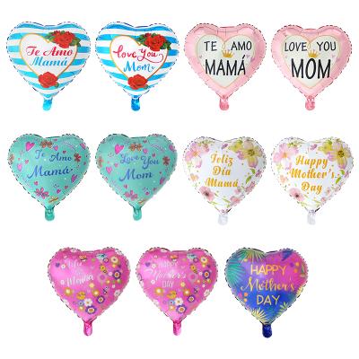 China Happy Mother's Day Feliz Dia Mama Helium Globos Foil Balloons Gift Toy 18inch Heart Shape Mom I Love You For Party Decoration for sale