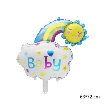 China Toy Blue Baby Face Rainbow Bridge Nubes Balloons Globo Happy Birthday Party Smile Party Decoration Gift for sale