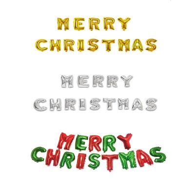 China Toy Customized Gift Merry Christmas 16inch Foil Letters Toy Customized Alphabet Banner Christmas Golden Silver Gold Decoration Set Globos for sale