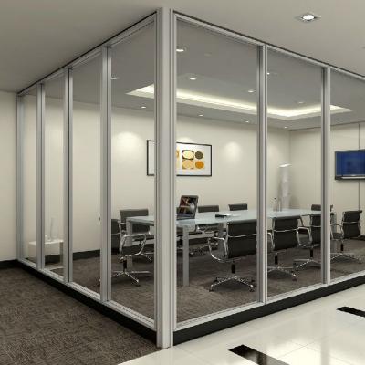 China Modern small cubicle office furniture glass partition walls soundproof aluminum frame sfloor to ceiling partition wall for sale