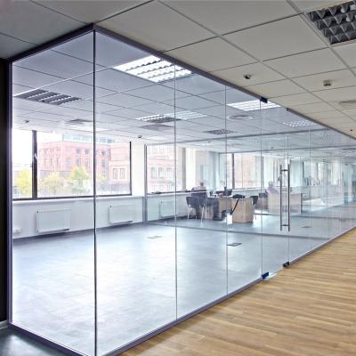 China Modern office glass fixed partition with passage door room partition wall supplier factory glass partition wall USA for sale