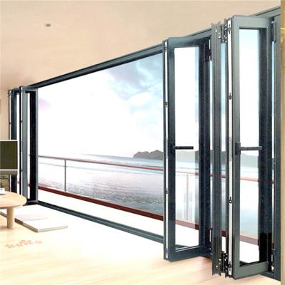 China Contemporary Exterior And Interior Aluminum Bi-fold Doors Sliding Folding Glass Partition For Balcony for sale