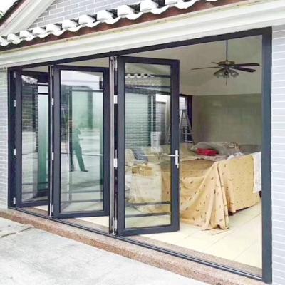 China Contemporary Double Glazing Patio Door Windproof Aluminum Folding Glass Doors Bi Fold Glass Doors for sale