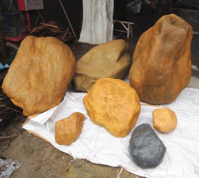 China Large Durable Fiberglass Stone Garden Products Suppliers Landscape Decorative Artificial Rocks Price for sale