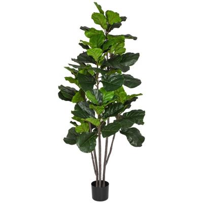 China Plastic Corner Minimalist Home Indoor Decoration Living Room Balcony Bonsai Fake Violin Leaf Fig Tree Plastic Artificial Plants for sale