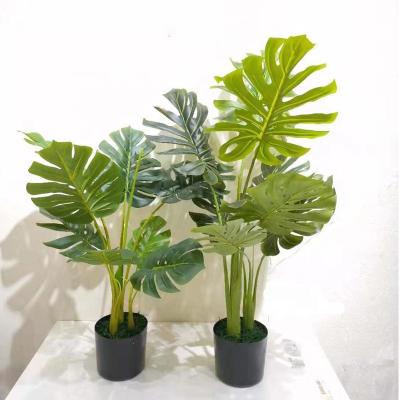 China Plastic Cottage and Lair Artificial Monstera Deliciosa Plant Fake Bonsai Plant Indoor Garden Display Decoration Potted for sale