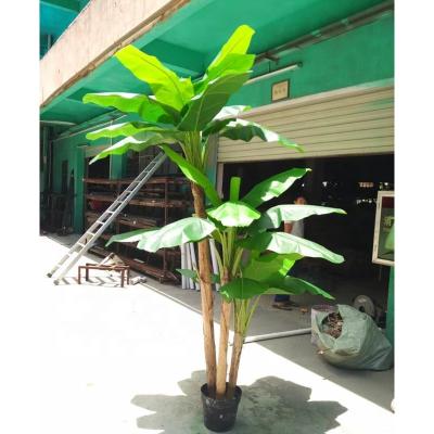 China Wholesale Durable Green Plastic Fake Banana Leaf Wedding Five Star Hotel Decorations Banana Tree Bonsai Plant Indoor for sale