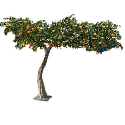 China Artificial Lemon Tree Plant Decorations Fake Apple Tree Wooden Fruit Tree Orange Artificial Plants Indoor Evergreen Lemon for sale