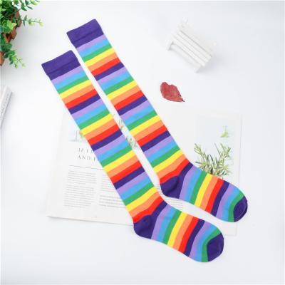 China European and American cotton women's autumn and winter rainbow bangs medium and long tube students' cotton knitted warm socks for sale