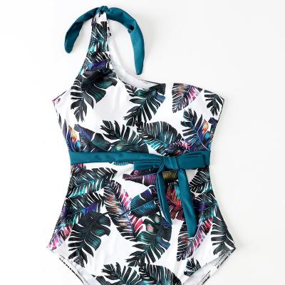 China 2022 New Bikini Swimsuit Women Breathable One-piece Leaf Printing Sexy Swimwear Bikinis for sale