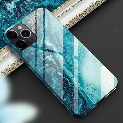 China Explosion-proof Hard Marble Cell Phone Case +Tempered Glass Hard Marble Mobile Phone Anti-fall Tempered Glass Back Cover for sale