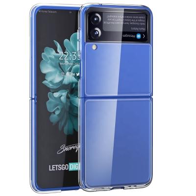 China New Design Shockproof 2 Clear Acrylics In 1 Detachable Flexible TPU Back Cover For Samsung Galaxy Z Flip 3 Clear Case for sale