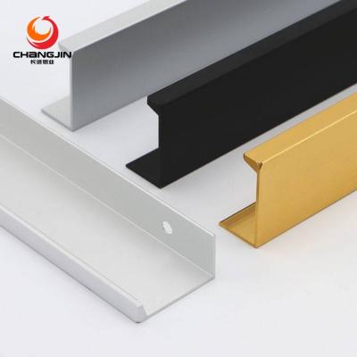 China CJ New Minimalist Wardrobe Puller Handle Modern Aluminum G Shaped Cabinet Invisible Cabinet Handles for sale