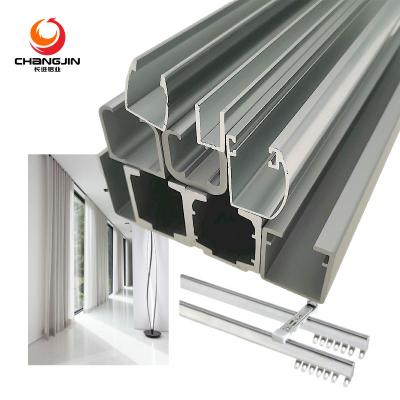 China Wardrobe China Factory Customized Double Track Aluminum Panel Extrusion Profiles Curtain Track Rail for sale