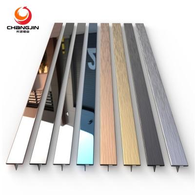 China Modern cheap high quality aluminum power tile shape tile edge protection coating brass trim profile wood decorative glod T corner trim for sale