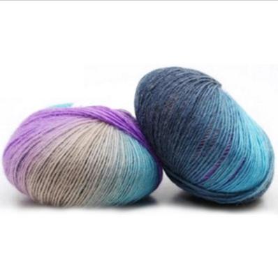 China Viable Dimuni Customized Rainbow Color 50g 180 Meter 100% Australia Merino Wool Chat Cheap Price Hand Knitting Yarn for sale