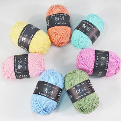 China Dimuni Milk 4ply Soft Worsted Cotton Anti-Static Hot Selling Various Yarn Colors 50g Crochet Hand Knitting Baby Acrylic Blended Yarn for sale