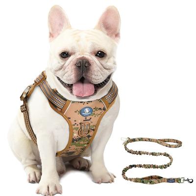 China High Quality Reflective No Dog Training Camouflage Traction Reflective Vest And Heavy Duty Dog Leash Set Bulk for sale