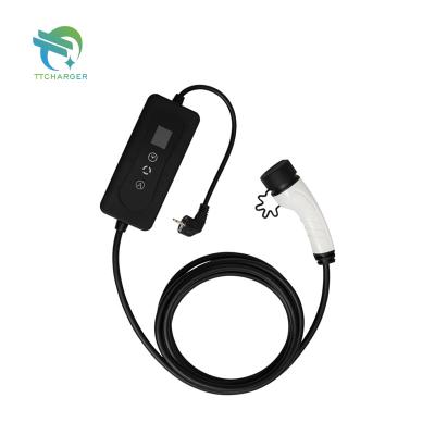 China Portable LCD Ev Charger With Type 1 / Type - 2 Plug Portable Ev Charger Ip55 AC Home Charging Station ACPQ-SE-M2TS-16-5 for sale