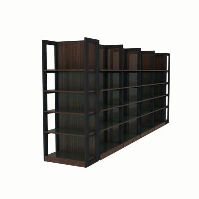 China Factory wholesale custom modern detachable layers double sided 5 show double side supermarket steel wood display racks for sale