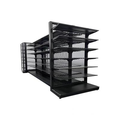 China Double Sided Gondola Shelving Supermarket Shelf Shop Display Stand With Grid Light Duty Customized for sale