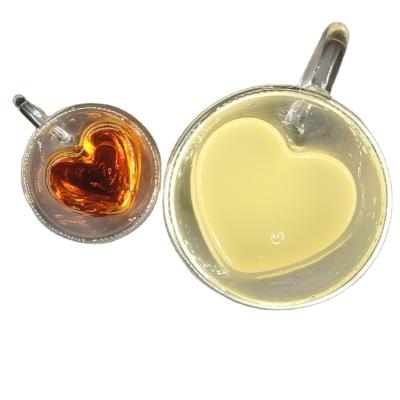 China Viable Heart Shaped Clean Double Wall Insulated Glass Coffee Mugs Or Tea Cups With Handle for sale