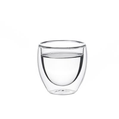 China Custom Modern Custom Heat Resistant Double Wall OEM Borosilicate Glass Tea Cup Wine Glass Mug for sale