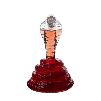 China Wine Snake Shape New Design Glass Wine Bottle Empty Glass Wine Decanter Glass Wine Bottle for sale