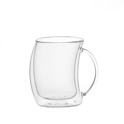 China Modern Double Glass Beer Mug Special Shaped Beer Mug Glassware Bar Glassware Bar Mug With Reasonable Price for sale