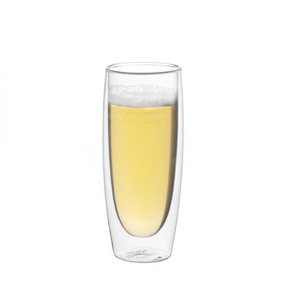 China Modern Double Wall Borosilicate Beer Legless Champagne Cup Wine Glass Mug For Home Bar for sale